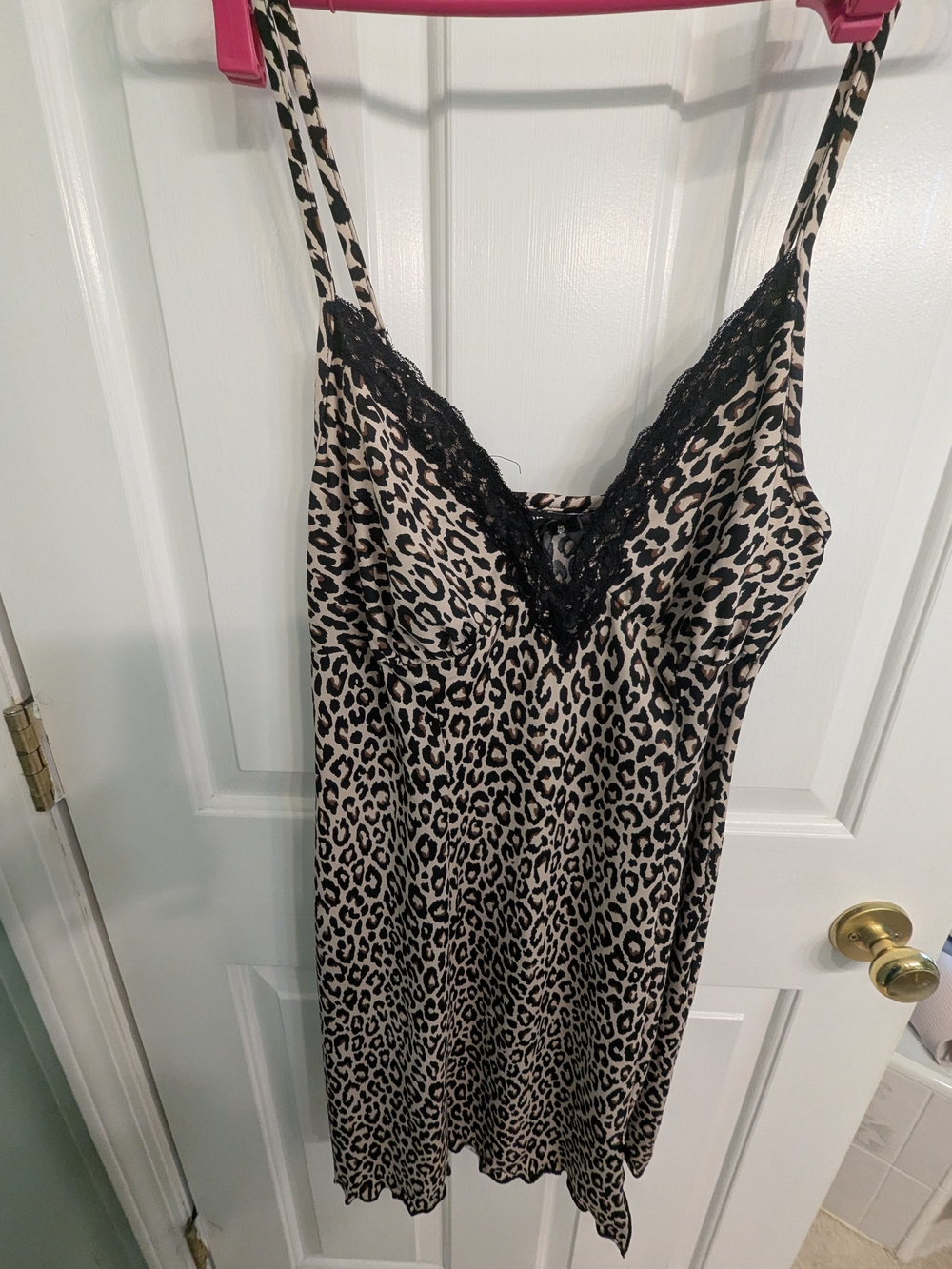 George Black & Cream Leopard Lace-Trim Chemise